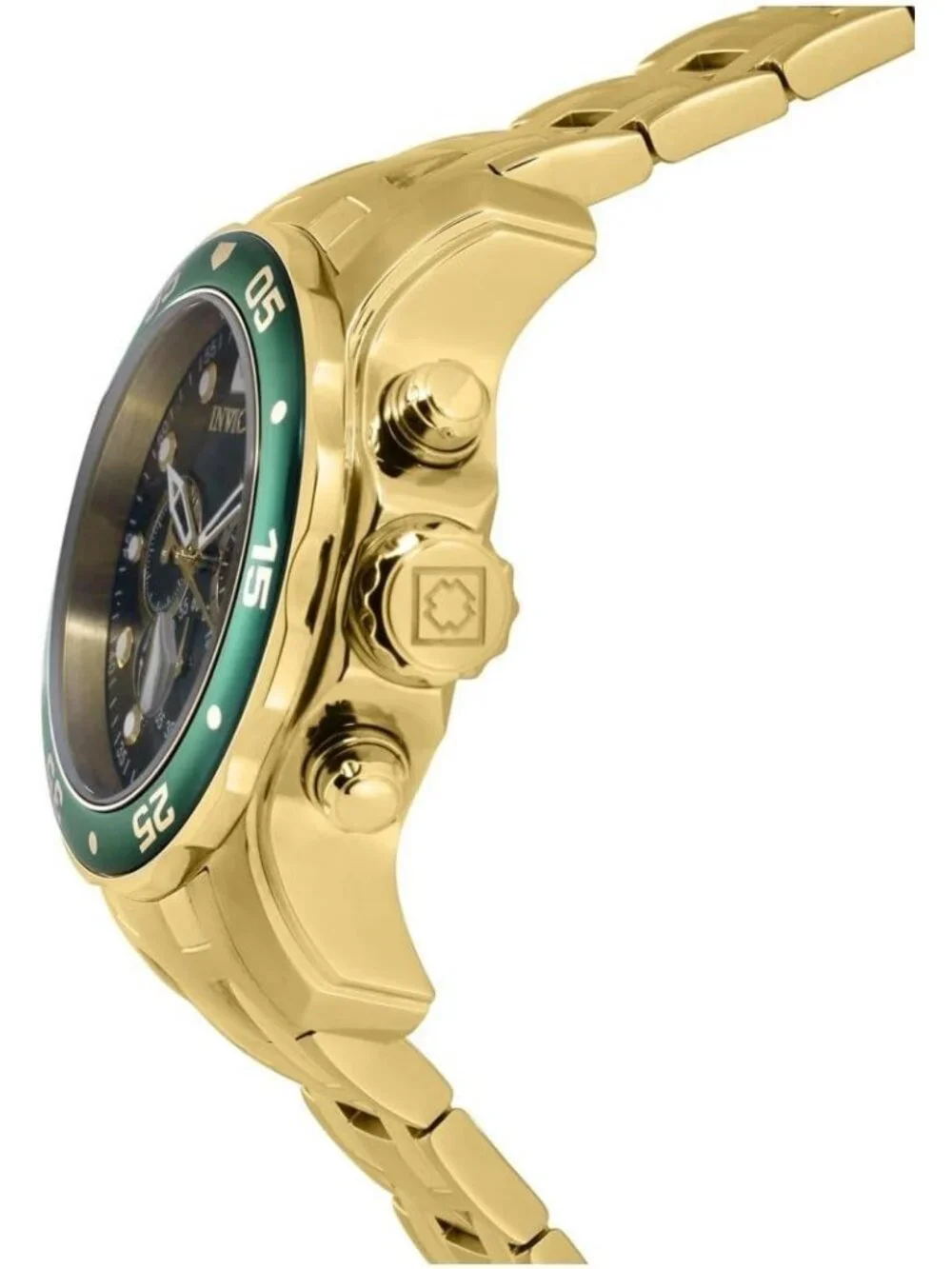 Men's Gold & Green Pro Diver Collection Chronograph Stainless Steel Case Watches